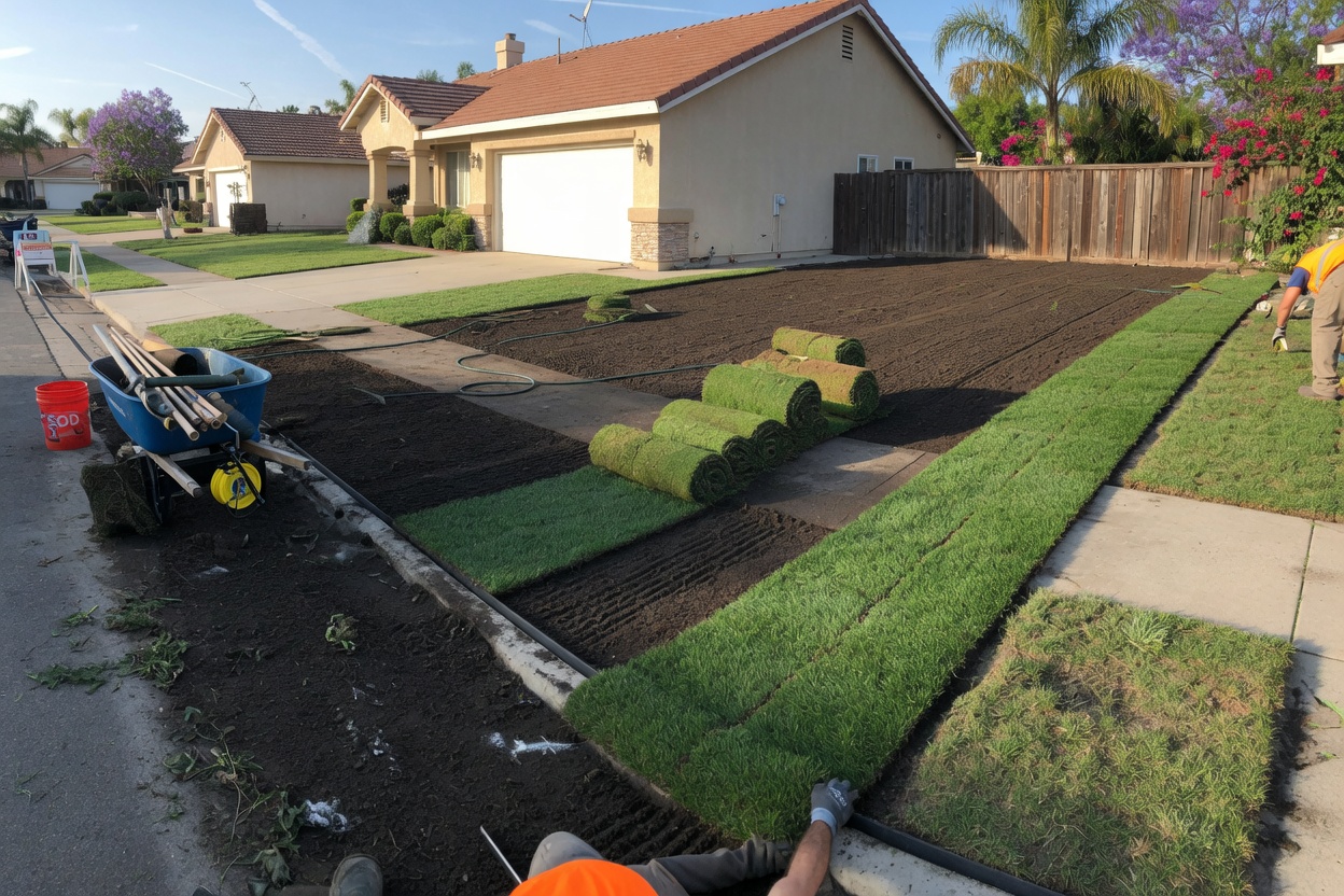 New sod installation